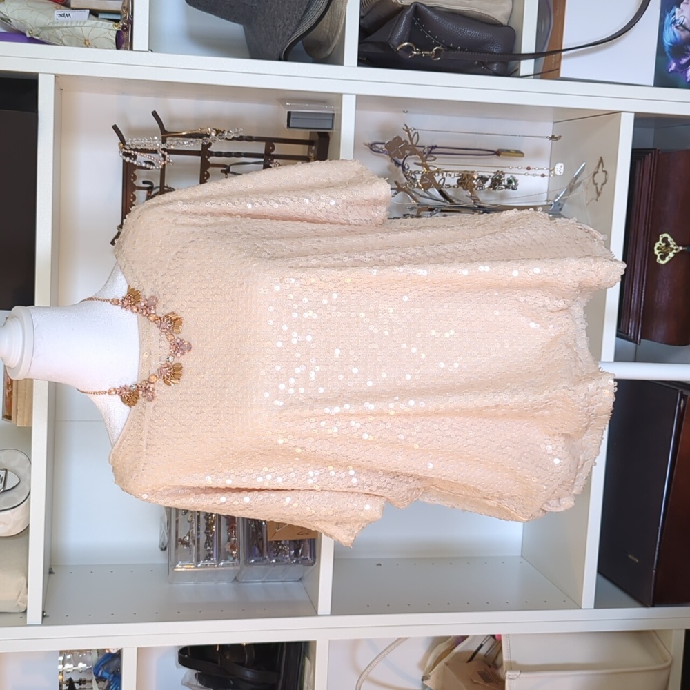 Pale pink sequin top size M